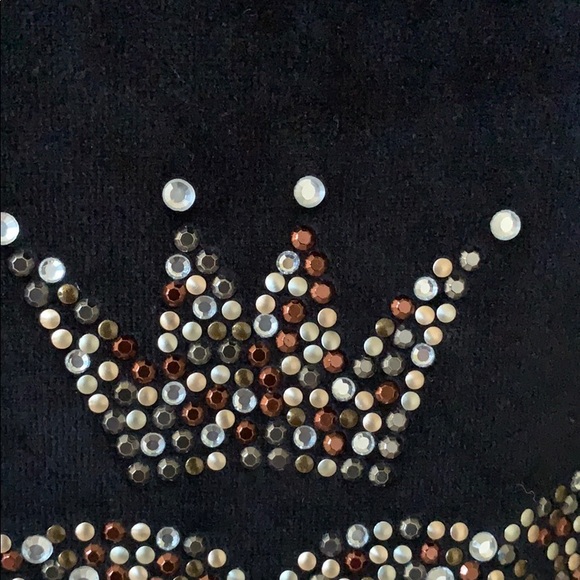 Aqua velvet hoodie with beaded wings/crown motif - Picture 5 of 6